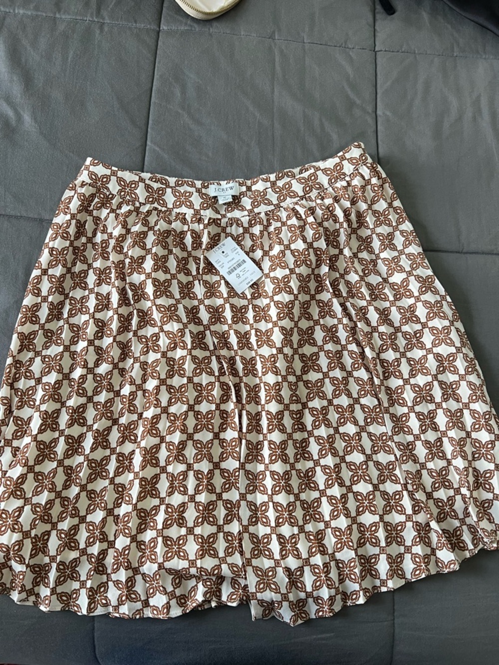 J. Crew Cream & Brown Geometric Circle Skirt